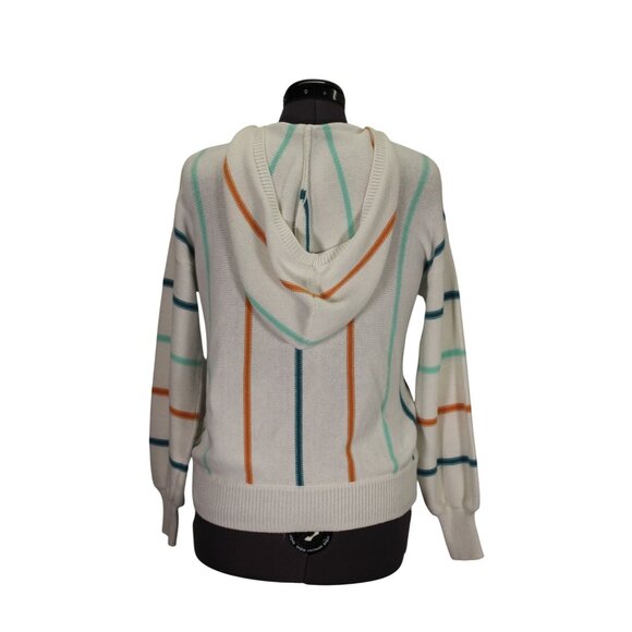 Roxy Bay of Rainbows Knit Hoodie Sweater Women’s Size Small Lace-Up V-Neck - Picture 4 of 13